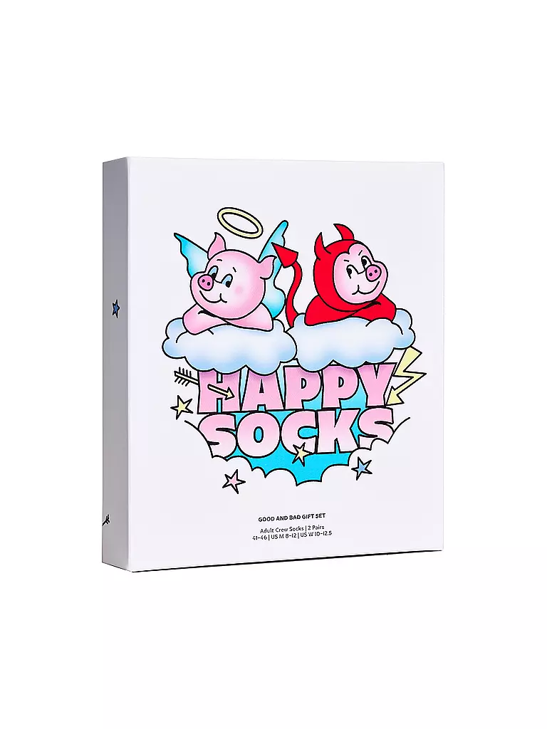 HAPPY SOCKS | Herren Geschenkset 2er Pkg. GOOD BAD PIG 41-46 white | creme