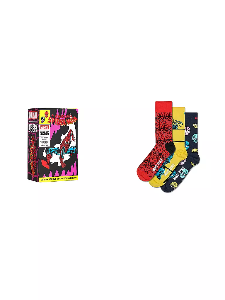 HAPPY SOCKS | Herren Geschenkset 3er Pkg SPIDER MAN 41-46 purple | Bunt