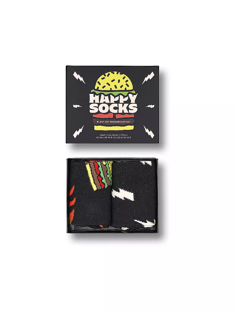 HAPPY SOCKS | Herren Socken 41-46 BLAST OFF BURGER 2-er Pkg black | schwarz