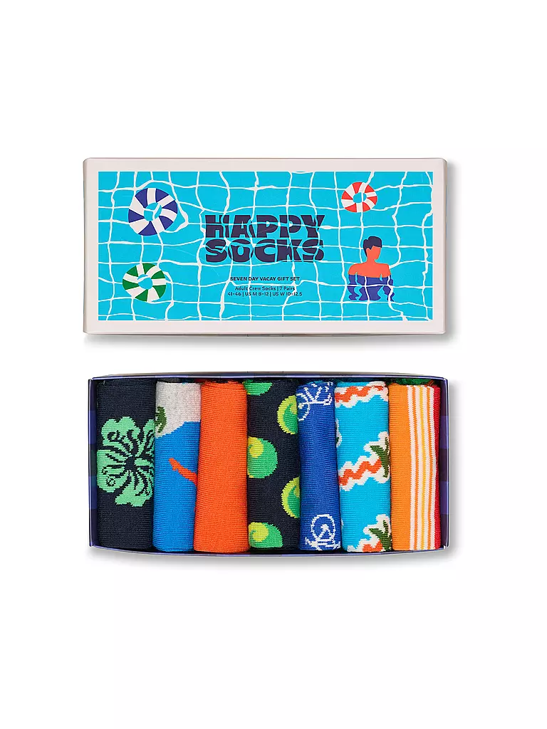 HAPPY SOCKS | Herren Socken Geschenkbox SEVEN DAY VACY  7er Pkg. 41-46 light blue | bunt