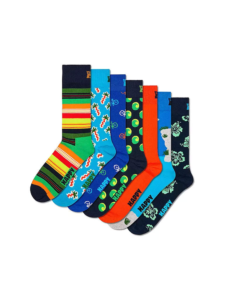 HAPPY SOCKS | Herren Socken Geschenkbox SEVEN DAY VACY  7er Pkg. 41-46 light blue | bunt