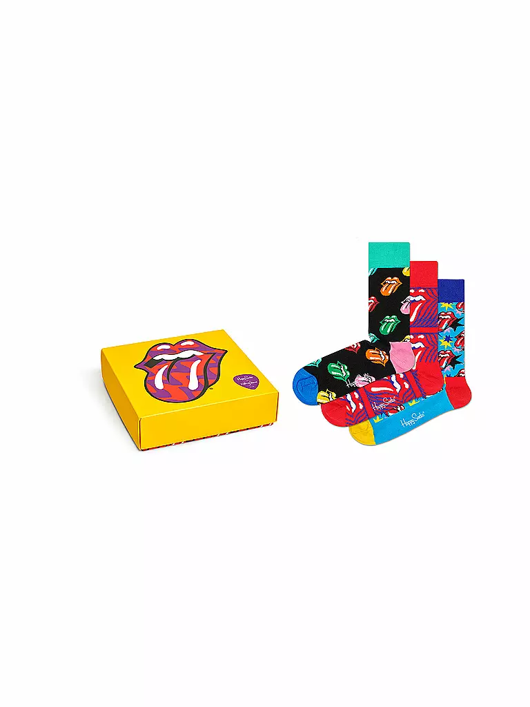 HAPPY SOCKS | Socken-Geschenkbox "Rolling Stones" 3-er 41-46 | bunt