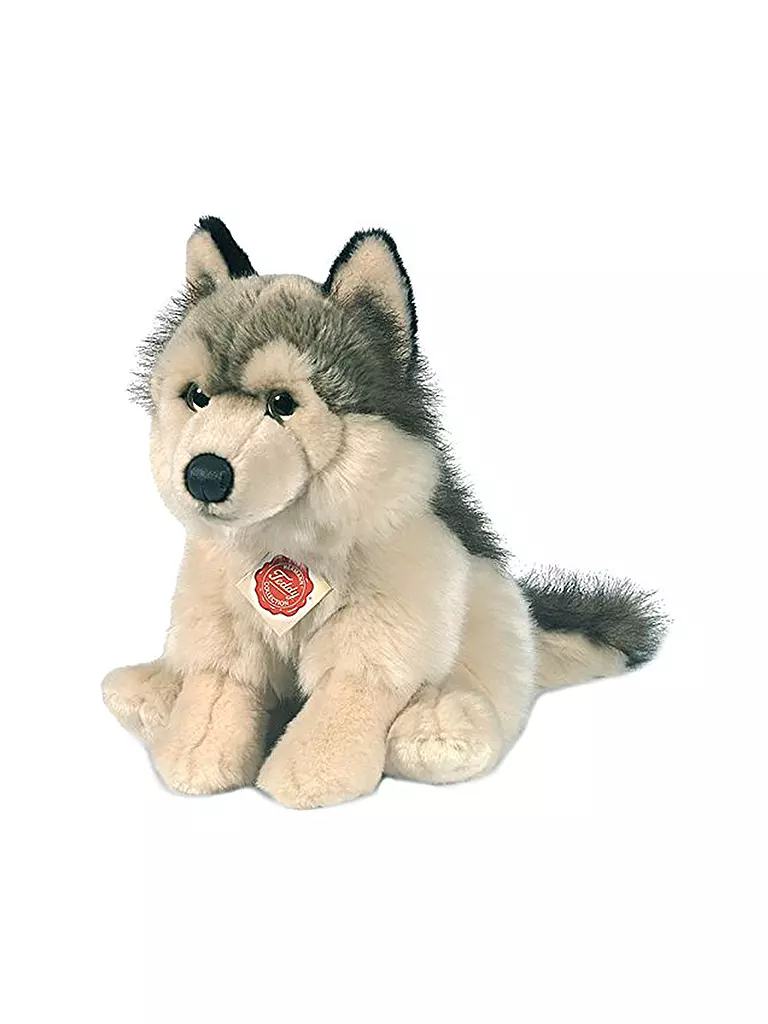 HERMANN TEDDY | Plüschtier - Wolf sitzend 29cm | grau