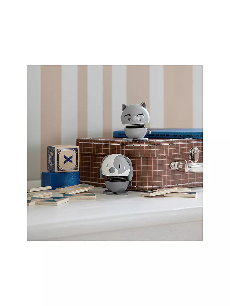 HOPTIMIST | Dekofigur Cat 7,3cm Light Grey | weiss