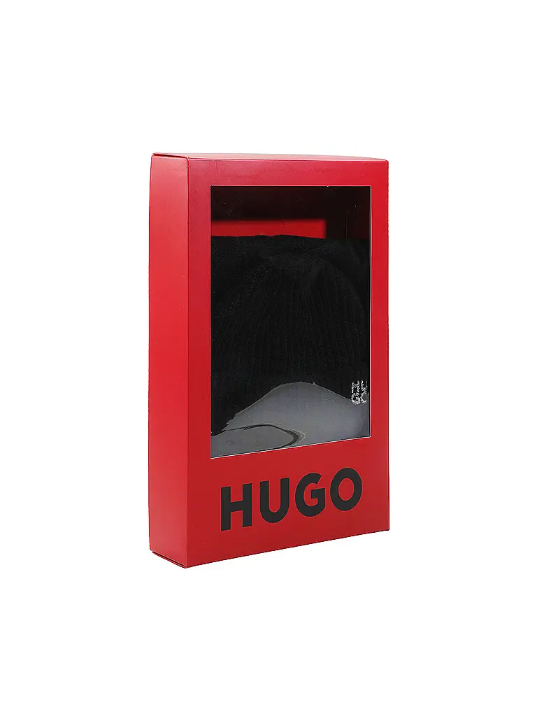 HUGO | Geschenke Set Haube und Schal SARMI | schwarz