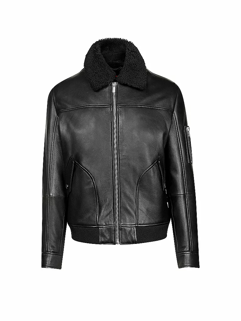 HUGO | Lederjacke mit Lammfell "Lannson" | 