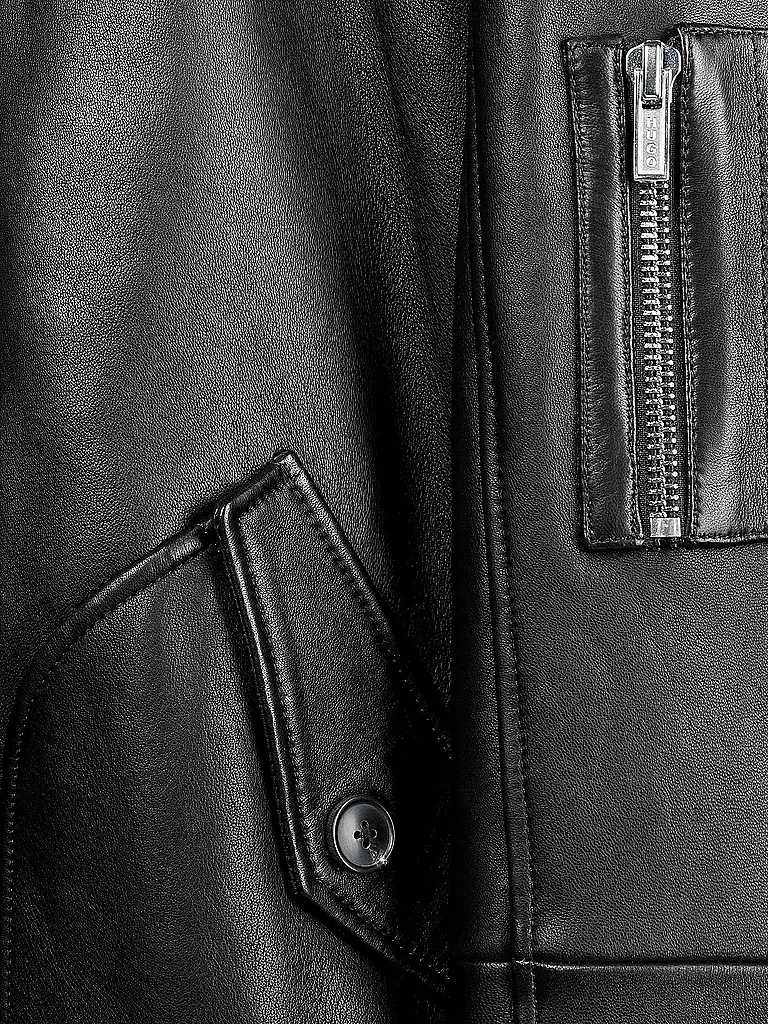 HUGO | Lederjacke mit Lammfell "Lannson" | 