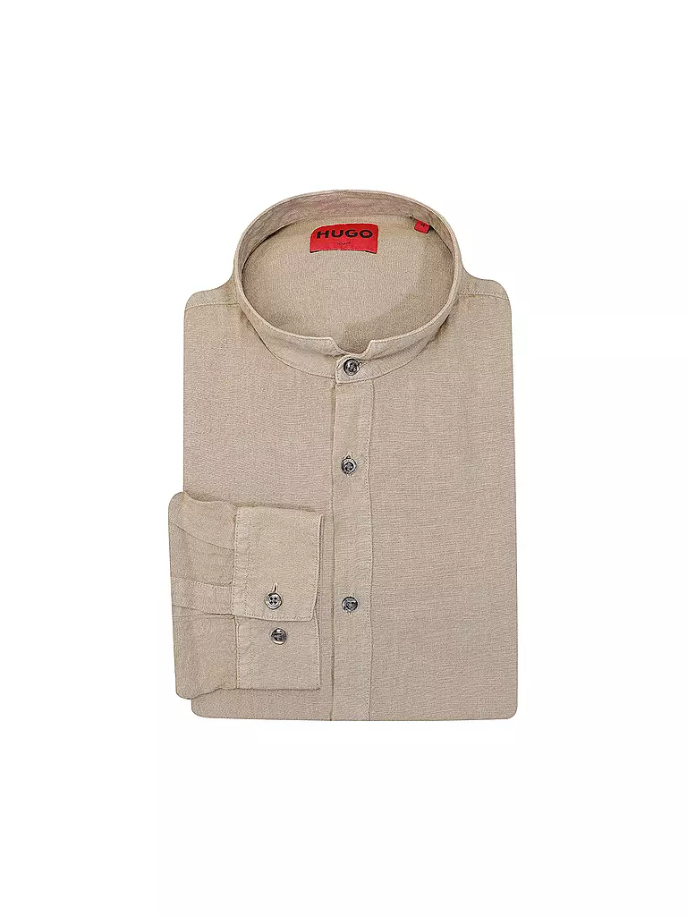 HUGO | Leinenhemd Slim Fit ELVORY  | braun