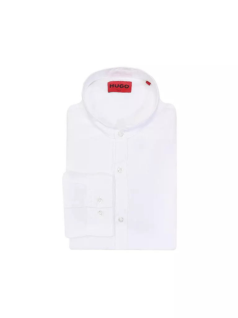 HUGO | Leinenhemd Slim Fit ELVORY  | weiss