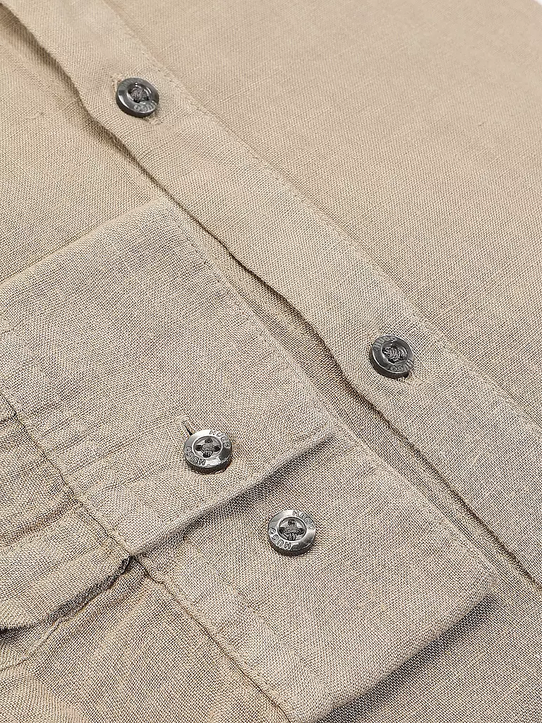 HUGO | Leinenhemd Slim Fit ELVORY  | braun