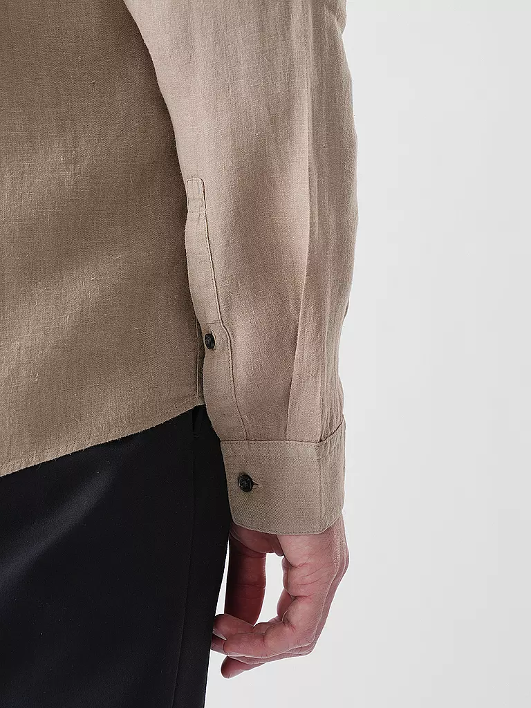 HUGO | Leinenhemd Slim Fit ELVORY  | braun