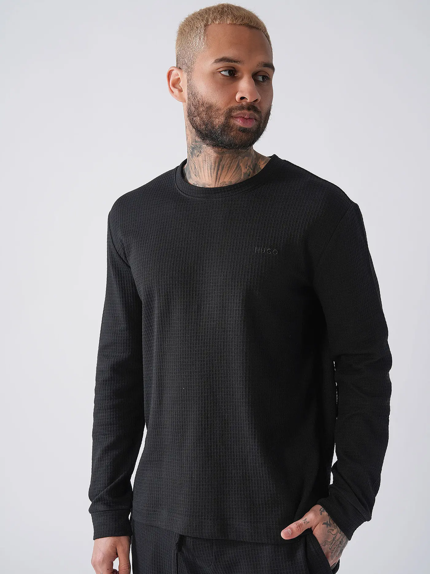 HUGO | Loungewear Langarmshirt AUSTIN | schwarz