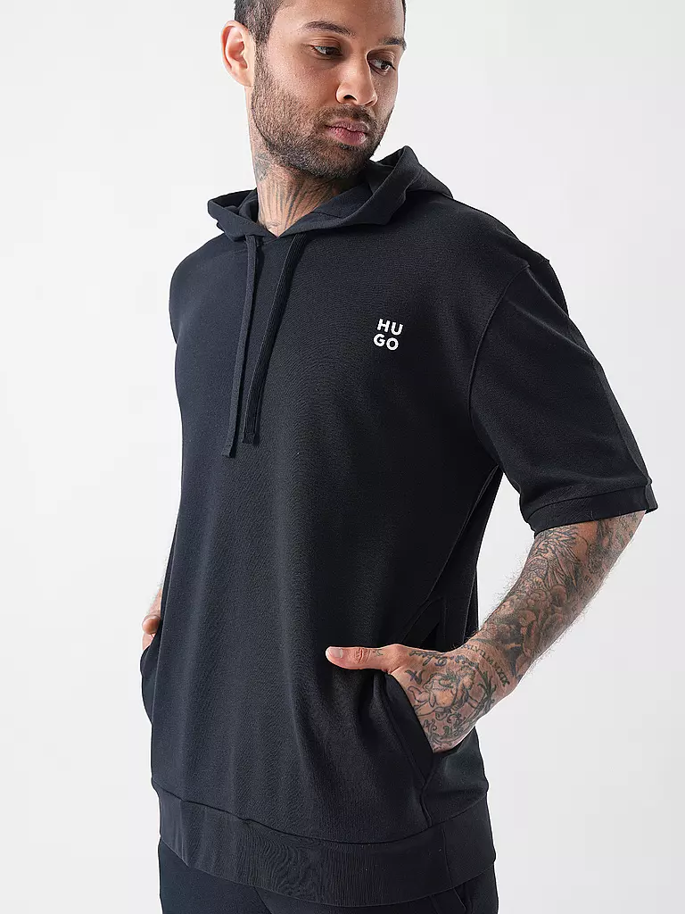 HUGO | Loungewear Shirt  | schwarz
