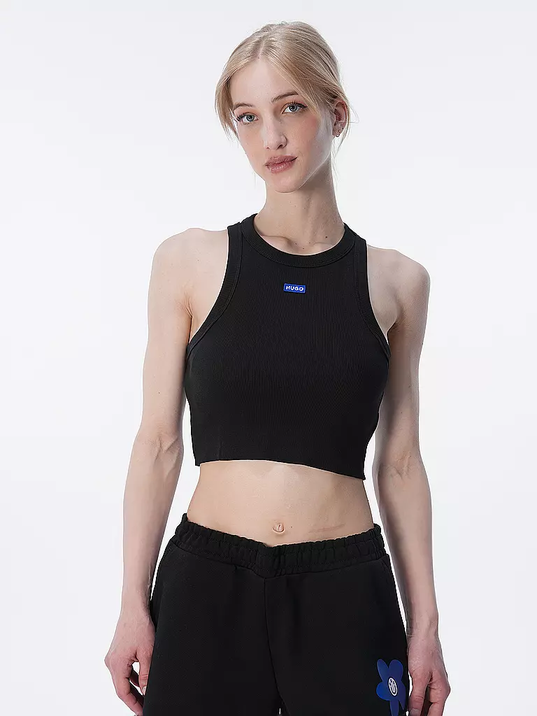 HUGO | Top Cropped Fit  | schwarz