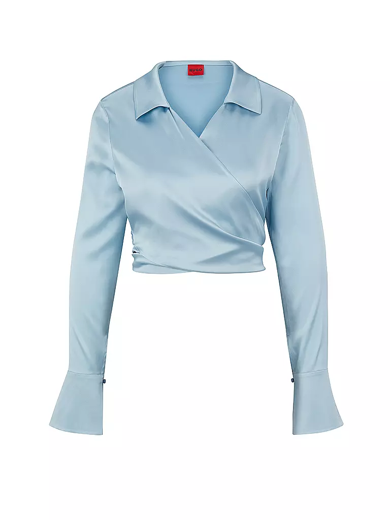 HUGO | Wickelbluse Cropped Fit ECARLY | hellblau