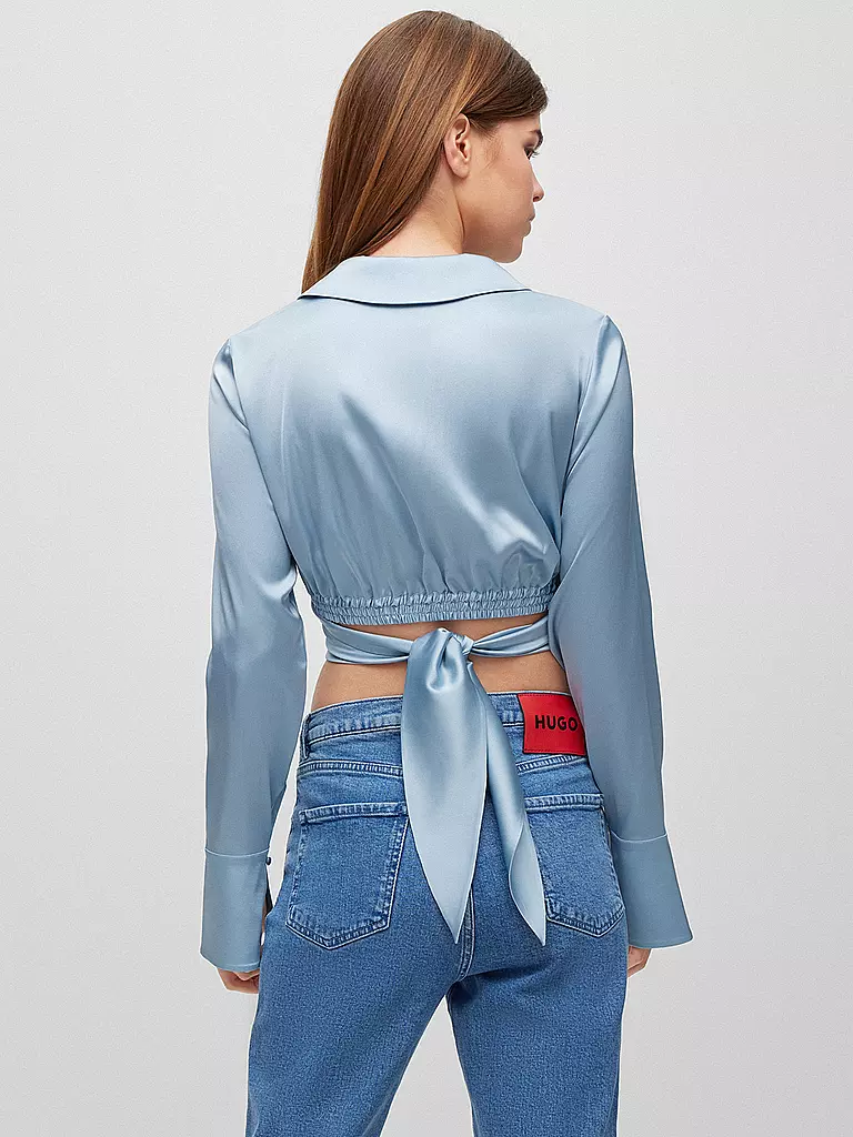 HUGO | Wickelbluse Cropped Fit ECARLY | hellblau