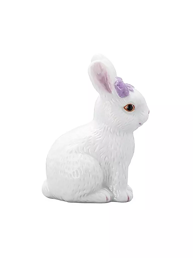 HUTSCHENREUTHER | Porzellan Hase sitzend 6,5cm Masche Lila | weiss