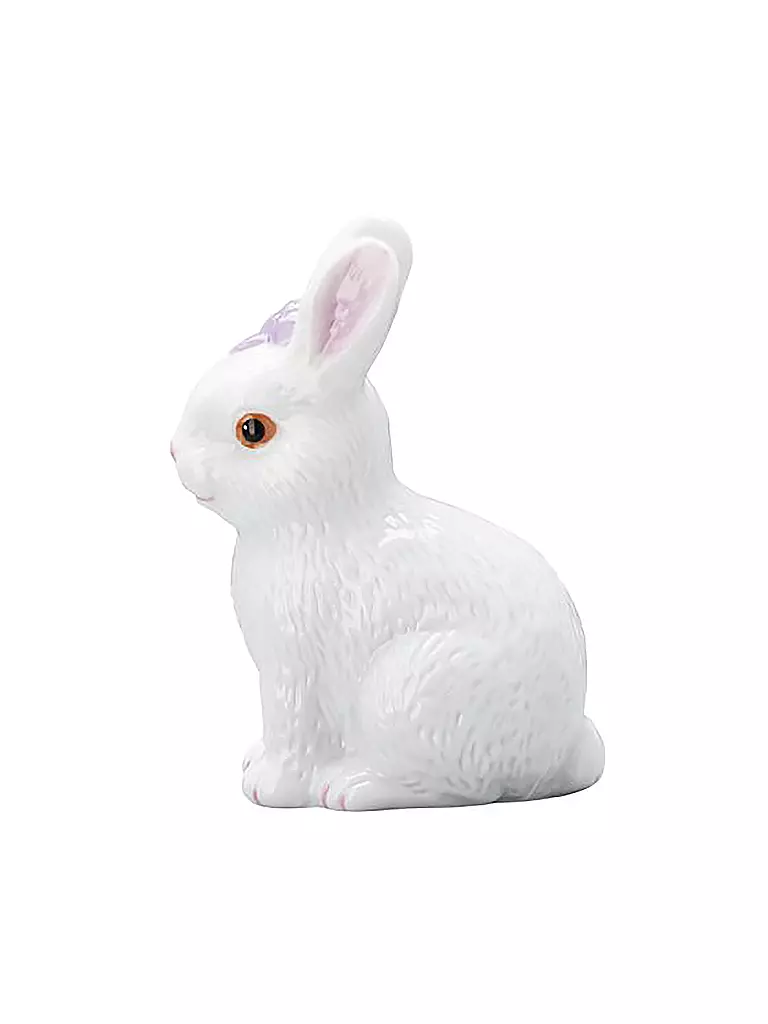 HUTSCHENREUTHER | Porzellan Hase sitzend 6,5cm Masche Lila | weiss