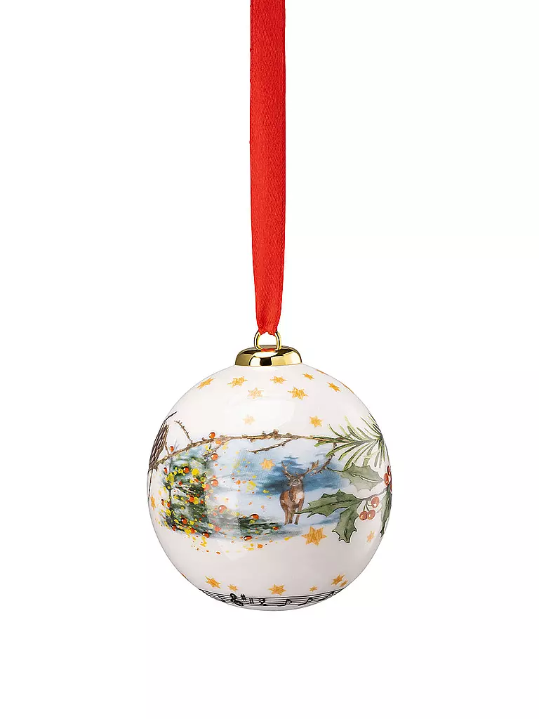 HUTSCHENREUTHER | Weihnachts Porzellan Kugel klein 2022 Am Weihnachtsbaum | bunt