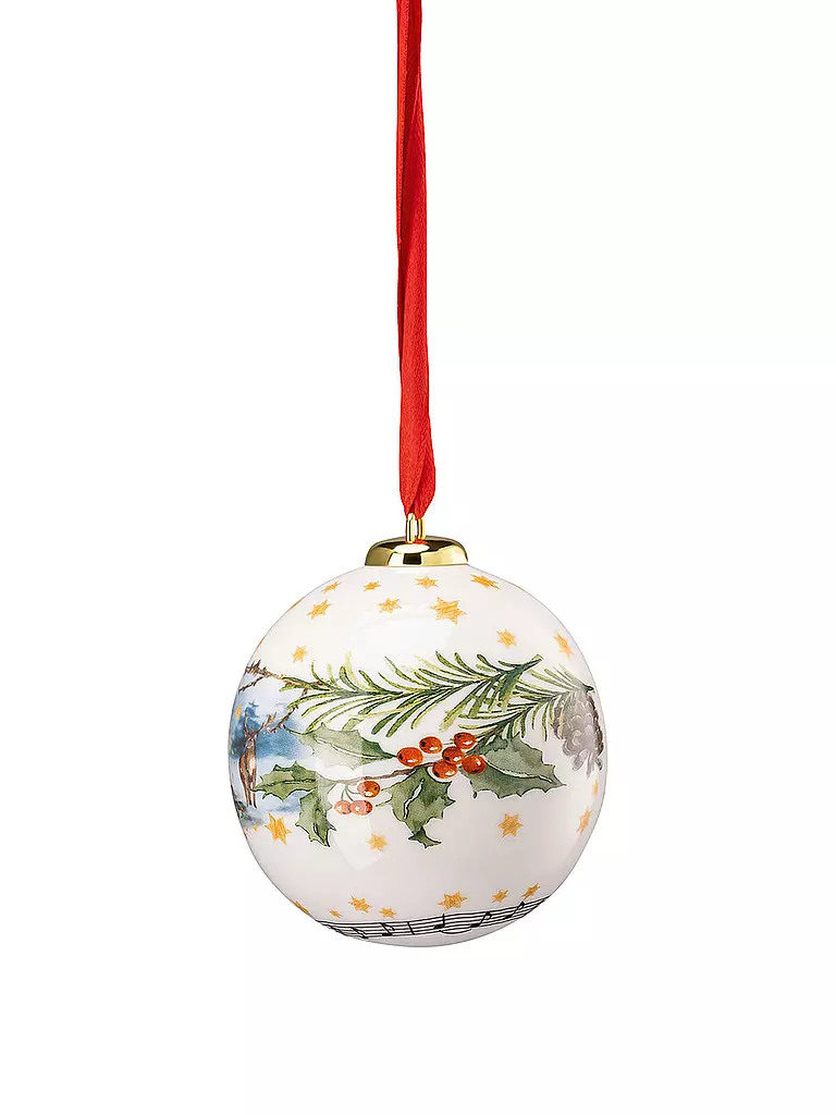 HUTSCHENREUTHER | Weihnachts Porzellan Kugel klein 2022 Am Weihnachtsbaum | bunt