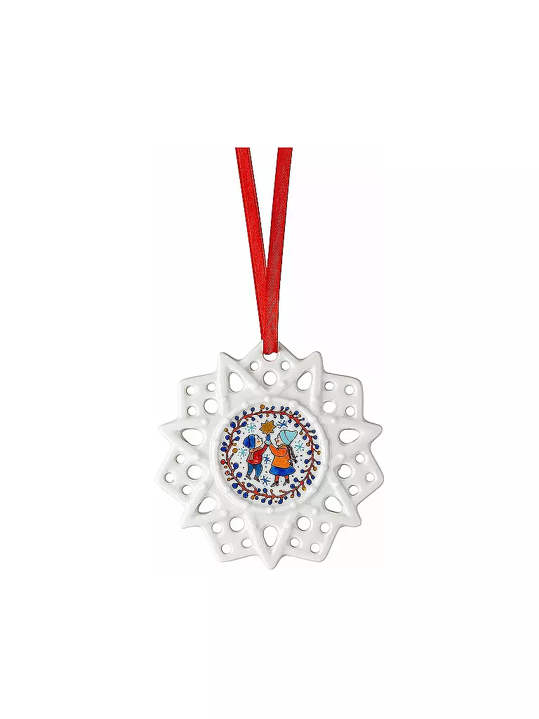 HUTSCHENREUTHER | Weihnachts Porzellan Schmuckstern 2020 Kinder mit Stern 7,5cm | bunt