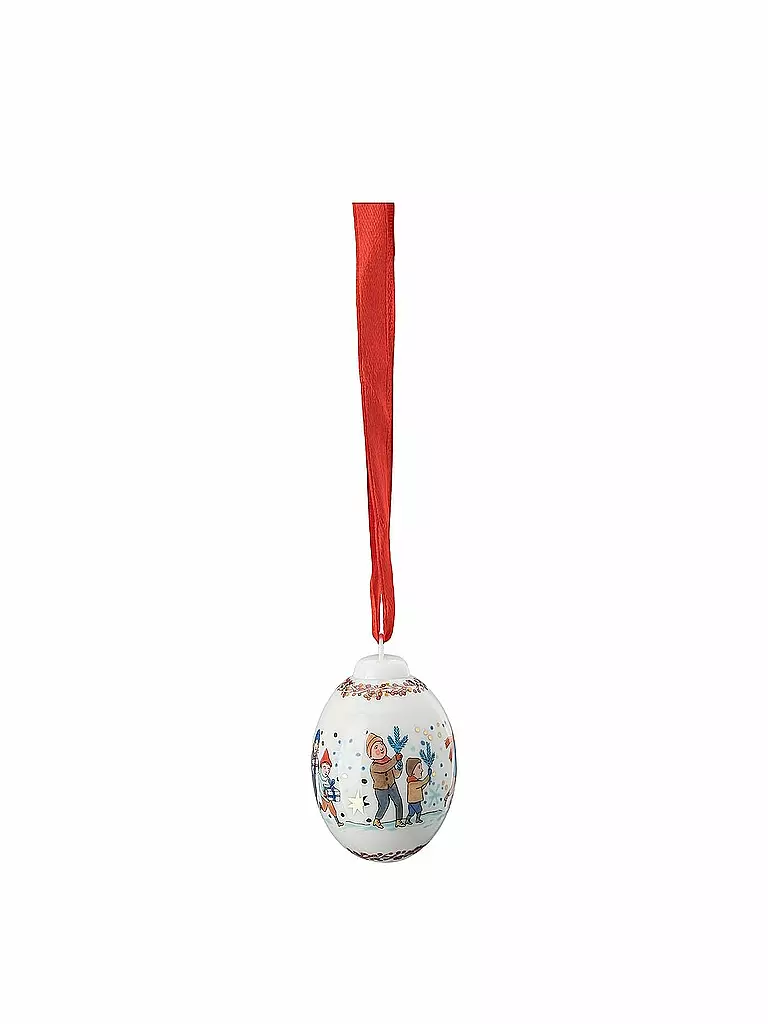 HUTSCHENREUTHER | Weihnachtsschmuck Porzellan Mini Weihnachtskugel Kinder mit Zweige 4,5cm  | bunt
