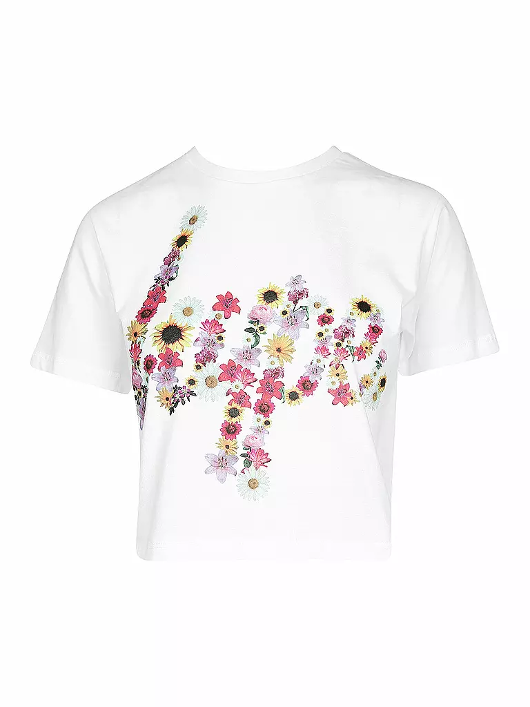 HYPE | T-Shirt Cropped-Fit "Flower Script" | weiß