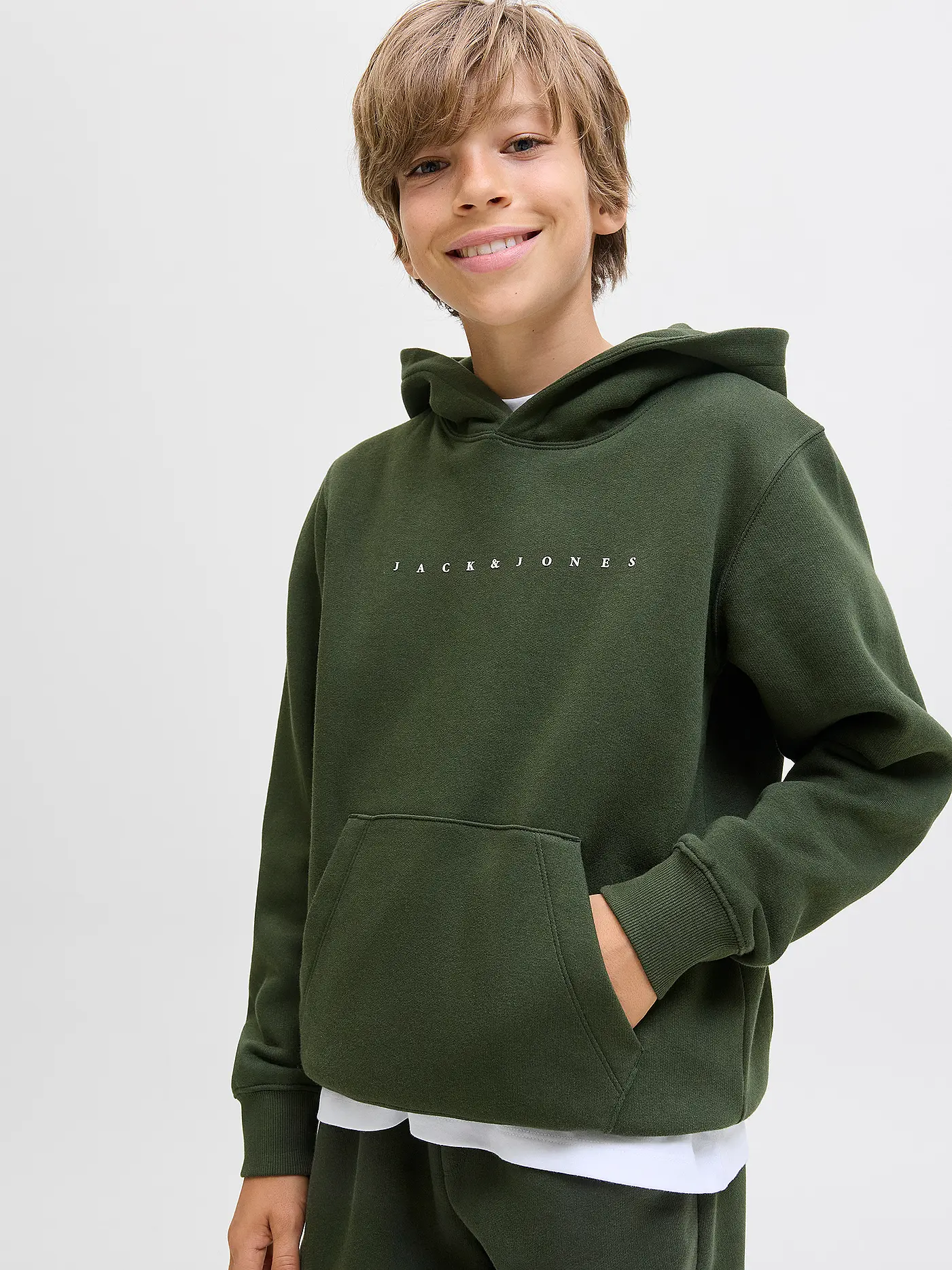 JACK & JONES | Jungen Kapuzensweater - Hoodie JJESTAR JJ  | dunkelgrün