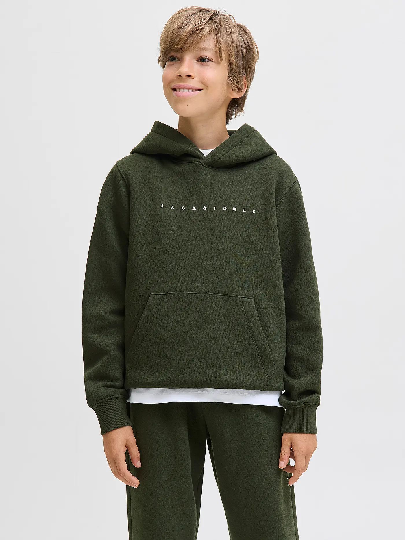 JACK & JONES | Jungen Kapuzensweater - Hoodie JJESTAR JJ  | dunkelgrün