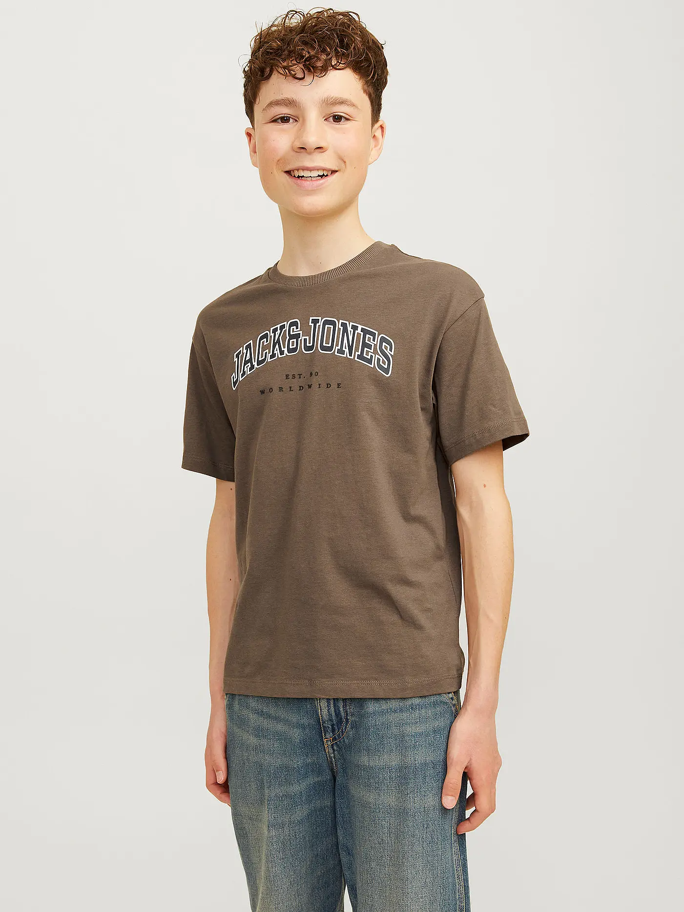 JACK & JONES | Jungen T-Shirt  JJECALEB VARSITY TEE  | braun