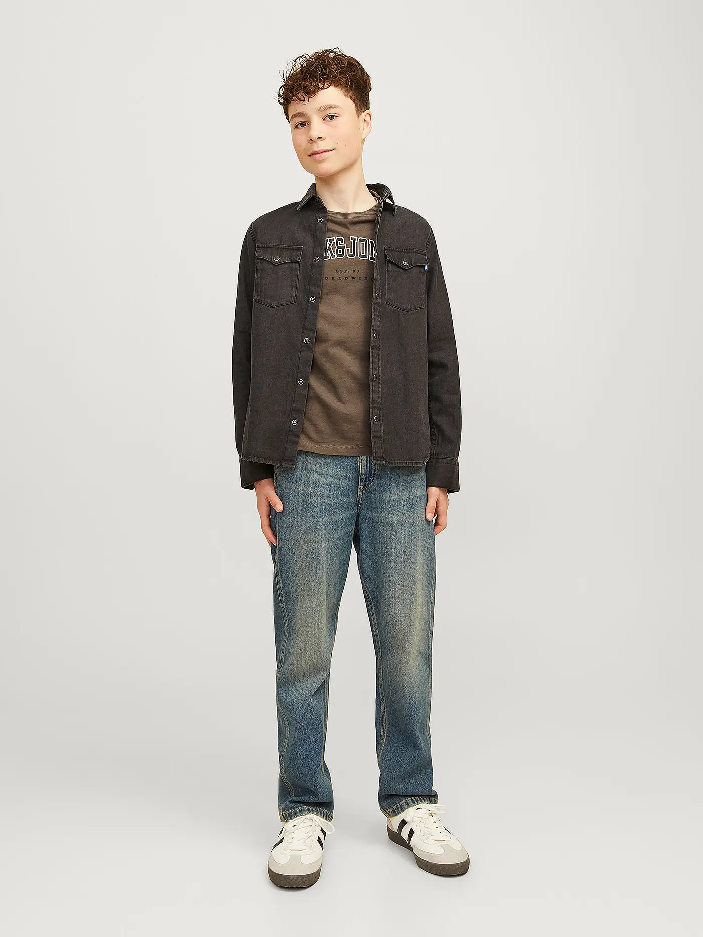 JACK & JONES | Jungen T-Shirt  JJECALEB VARSITY TEE  | braun