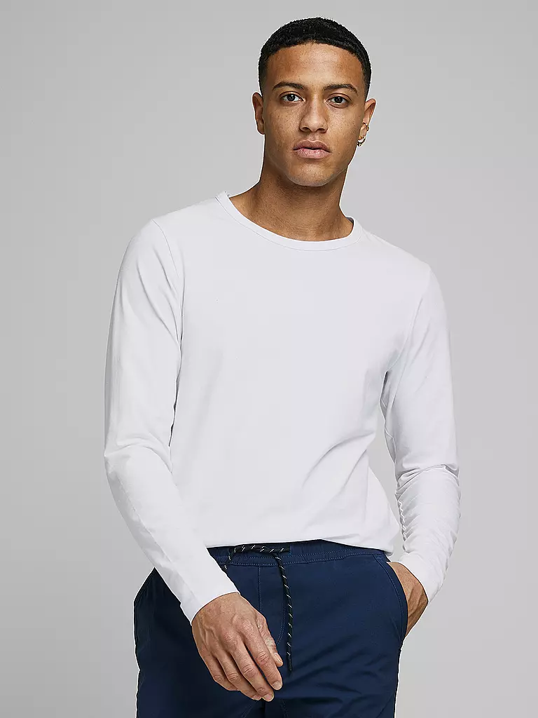JACK & JONES | Basic Langarmshirt | weiss