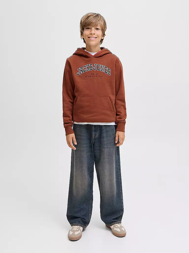 JACK & JONES | Jungen Kapuzensweater - Hoodie JJECALEB  | dunkelrot
