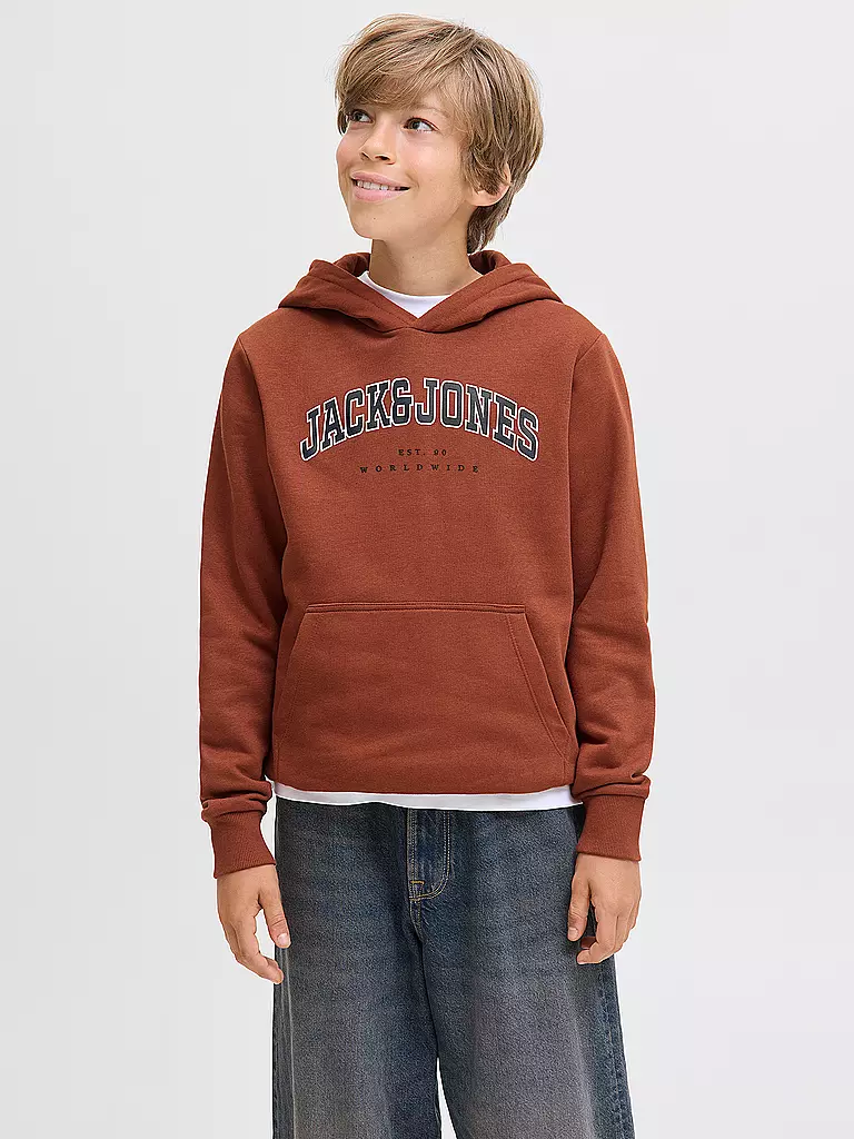 JACK & JONES | Jungen Kapuzensweater - Hoodie JJECALEB  | dunkelrot