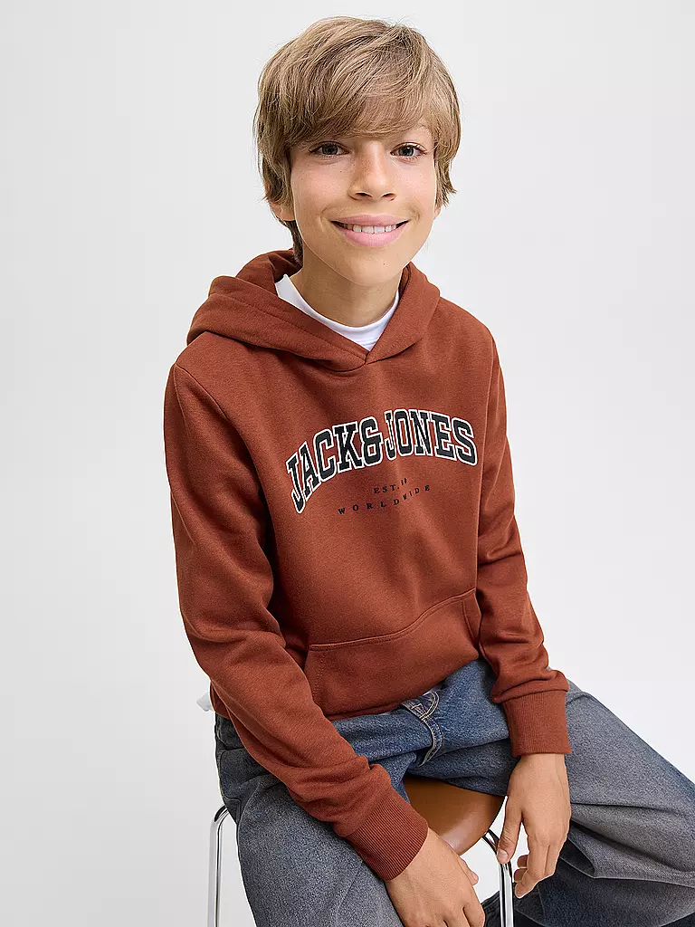 JACK & JONES | Jungen Kapuzensweater - Hoodie JJECALEB  | dunkelrot