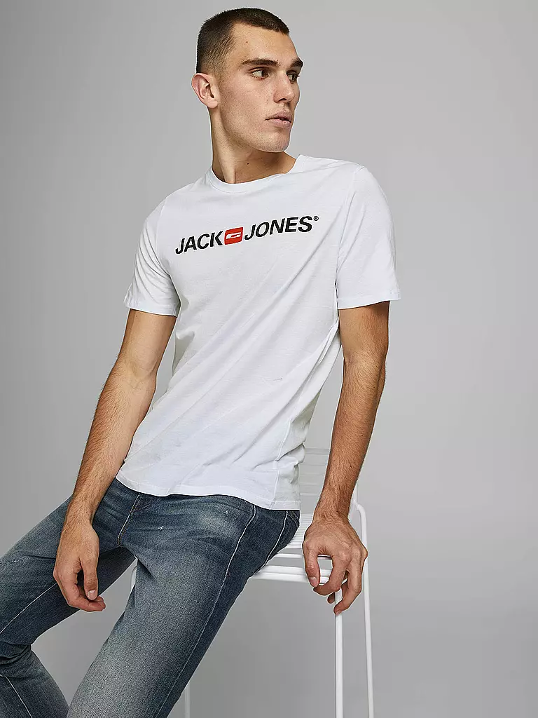 JACK & JONES | T-Shirt "JJECORP"  | weiss