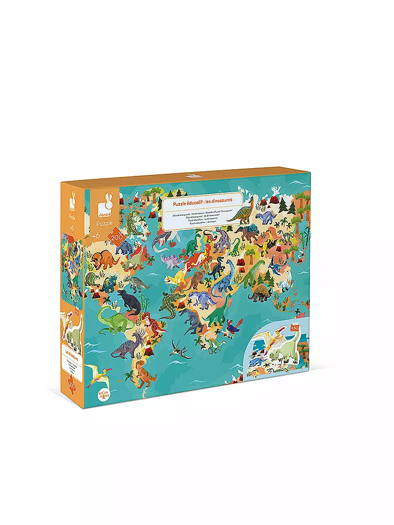 JANOD | Puzzle im Koffer - Dinosaurier 200 Teile | keine Farbe