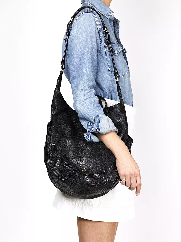 JEROME DREYFUSS | Ledertasche - Hobo Bag Helmut | schwarz