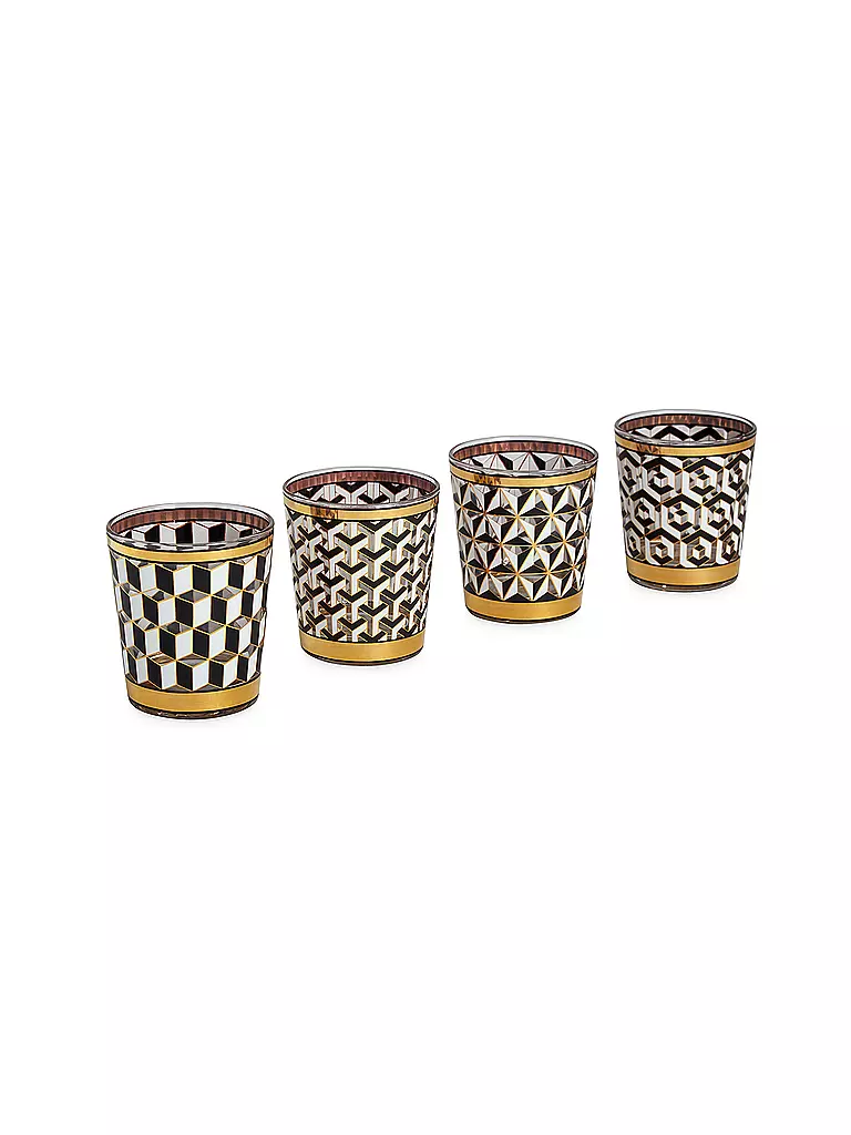 JONATHAN ADLER | Trinkglas 4-er Set VERAILLES 340mll Black / White | schwarz