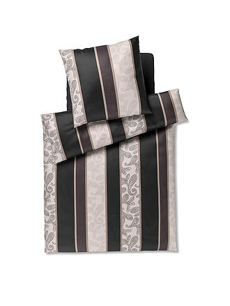 JOOP | Satin Bettwäsche PAISLEY STRIPES 70x90cm/140x200cm Schwarz