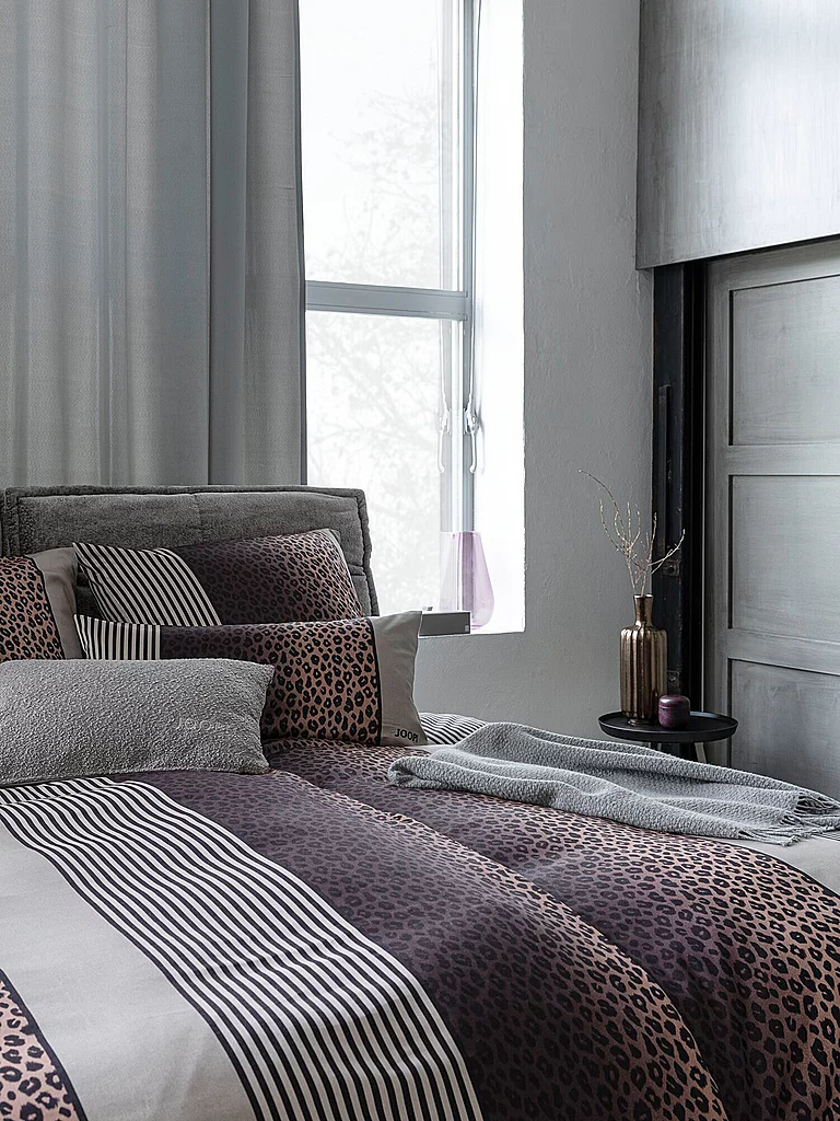 JOOP Parure de lit en satin LEO 2x 70x90cm / 200x200cm Stone gris