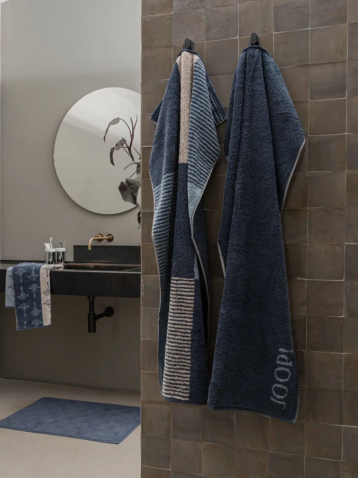 JOOP | Handtuch 50x100cm DIVEDED DOUBLEFACE Aqua | dunkelblau