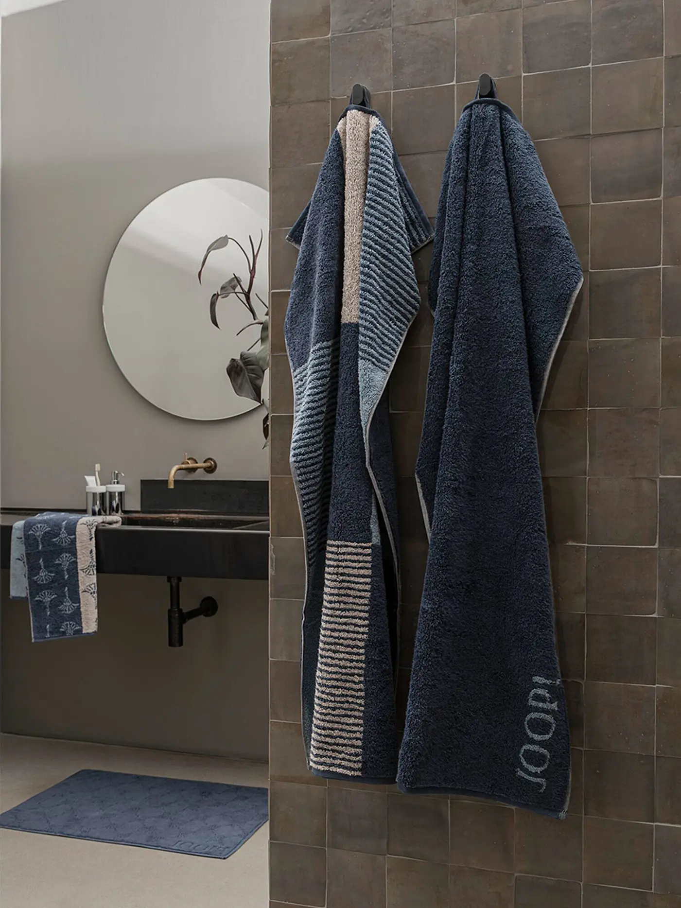 JOOP | Handtuch 50x100cm DIVIDED SQUARES Aqua  | dunkelblau