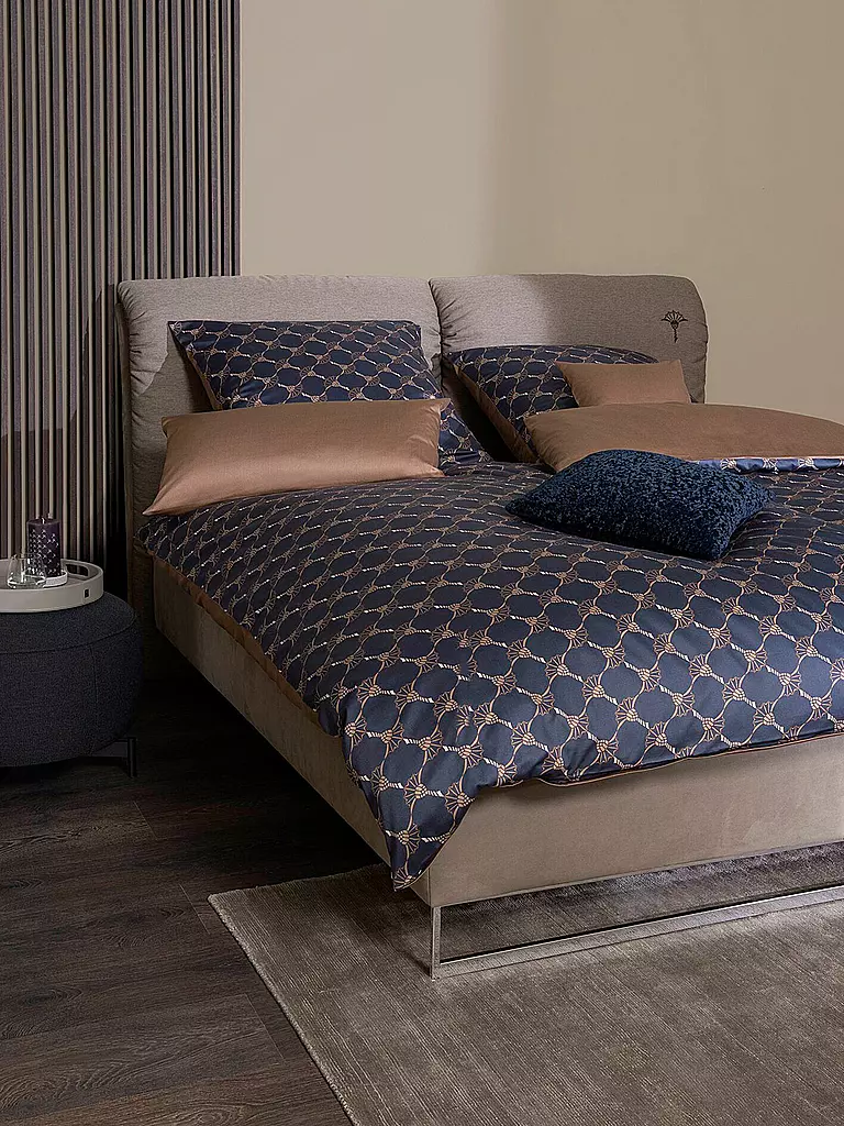 JOOP | Satin Bettwäsche Cornflower Double 2x 70x90cm / 200x200cm Dunkelblau | dunkelblau