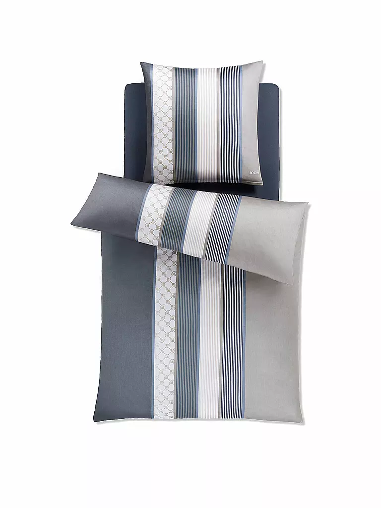 JOOP | Satin Bettwäsche Cornflower Stripes 70x90cm / 140x220cm Deep Coal | grau