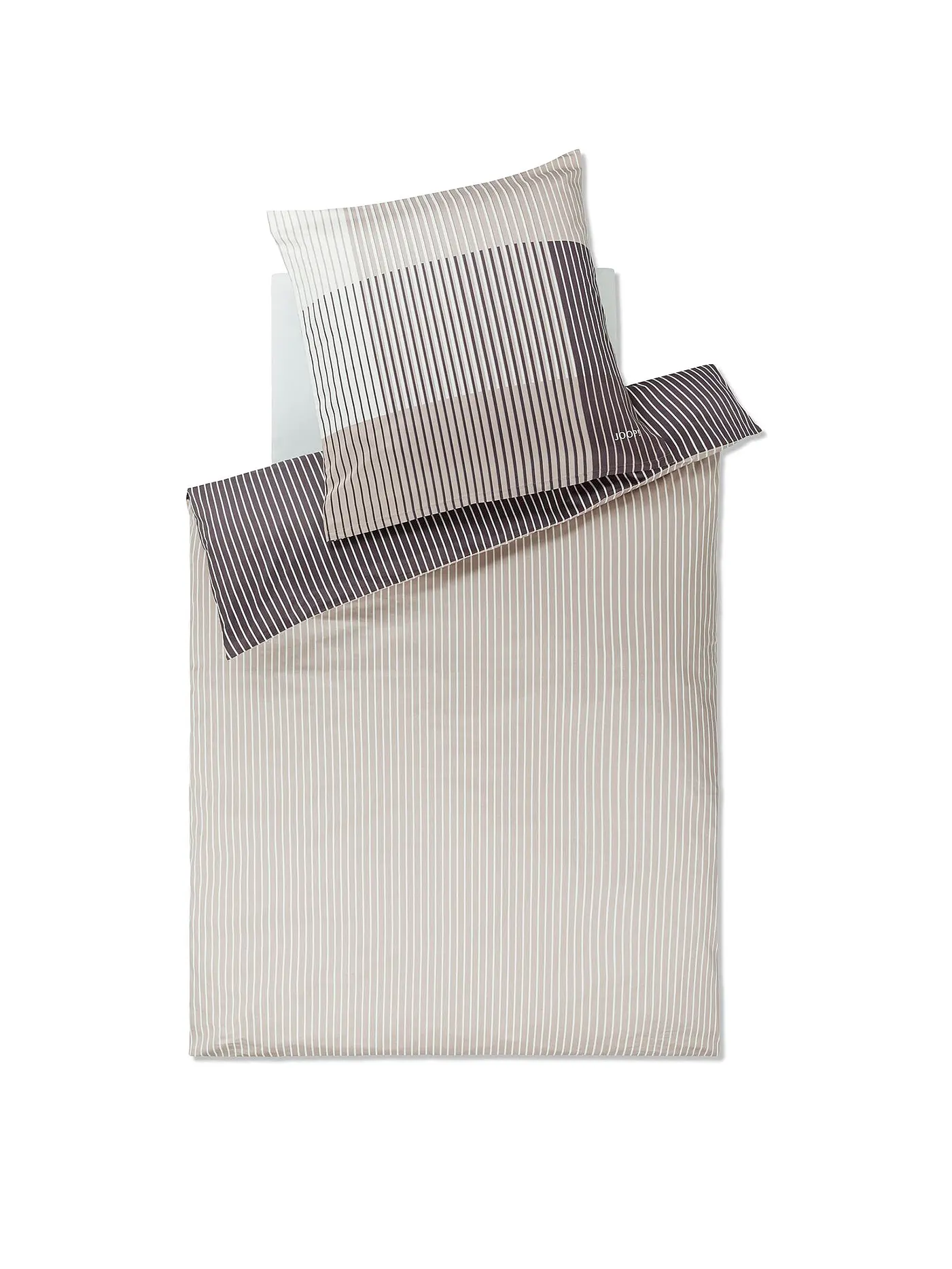 JOOP | Satin Bettwäsche DIVIDED 70x90cm / 140x220cm Stone | hellgrau