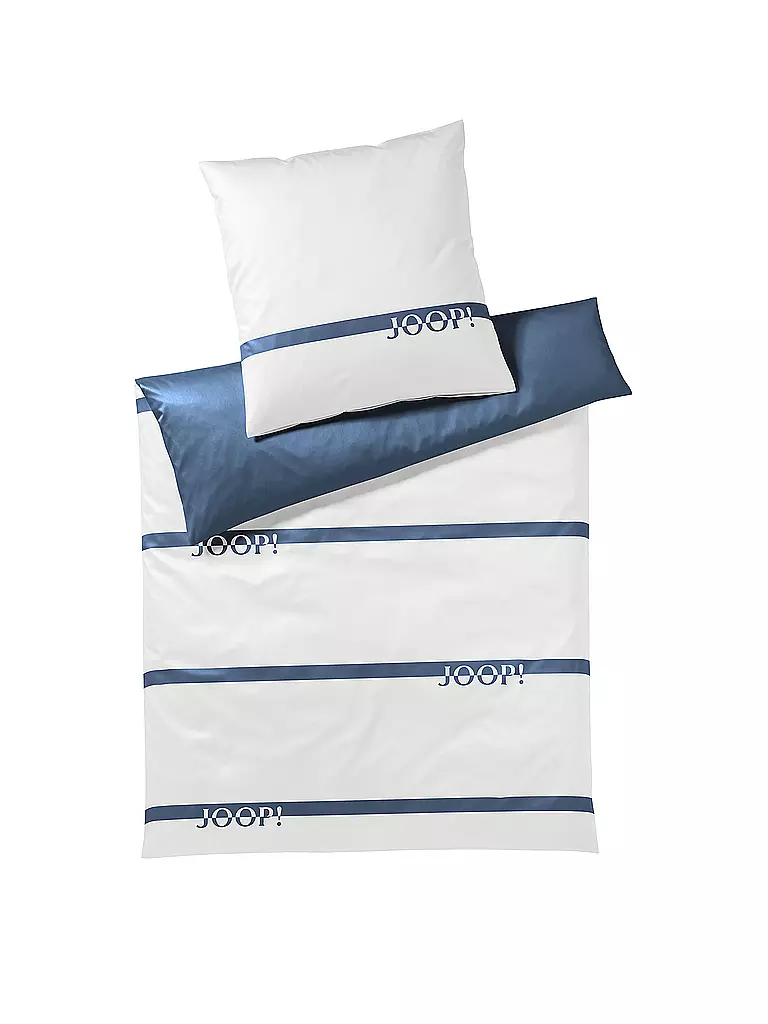 JOOP | Satin Bettwäsche Logo Stripes 70x90cm / 140x200cm Blau | blau