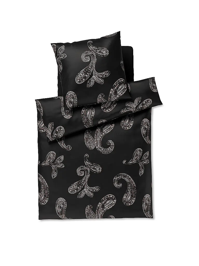 JOOP | Satin Bettwäsche PAISLEY 70x90cm/140x200cm Schwarz | schwarz