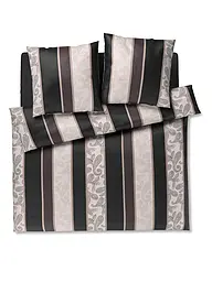 JOOP | Satin Bettwäsche PAISLEY STRIPES 2x70x90cm/140x200cm Dkl Rot | schwarz