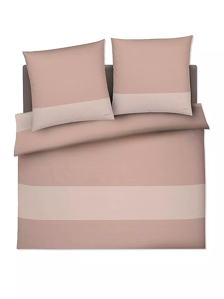 JOOP | Satin Bettwäsche SPLIT 2x 70x90cm / 200x200cm Nude  | beige